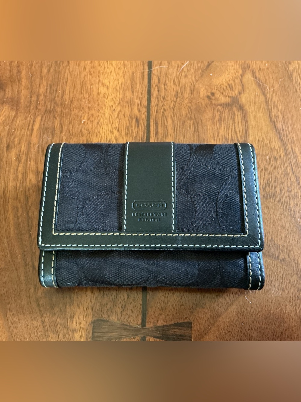 Vintage COACH Y2K Black Signature Canvas Hampton Small Wallet